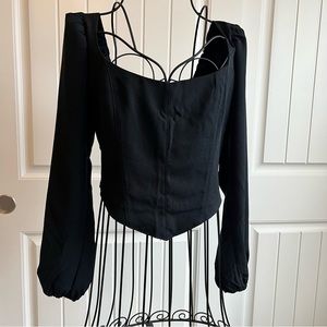 Abercrombie & Fitch Black Long Sleeve Corset Top